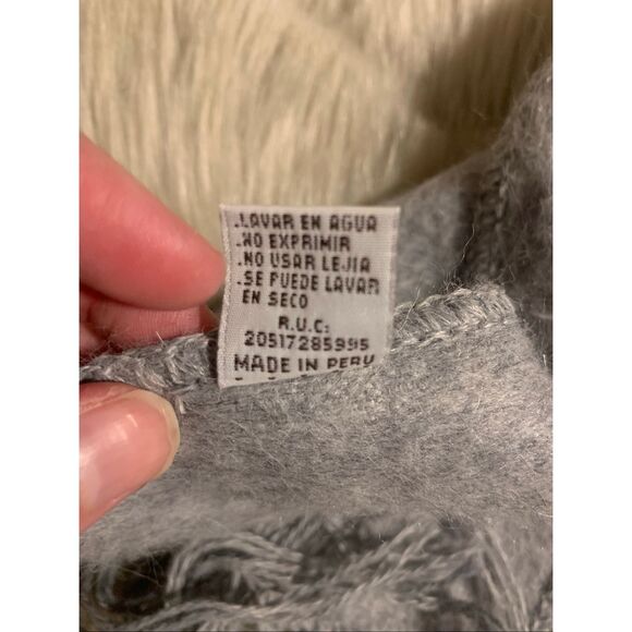 ALPACA CAMARGO Fringed Wool Scarf Peru Light Gray - Picture 5 of 5